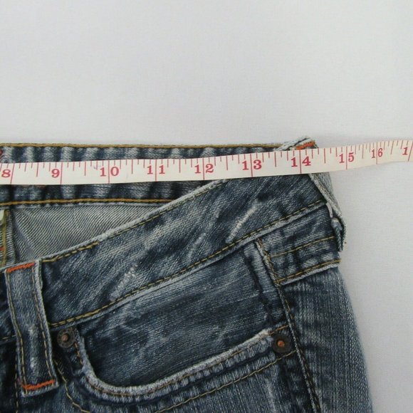 BEBE Kayla Blue Distressed Fryed Capri Hem Jeans - Picture 7 of 9